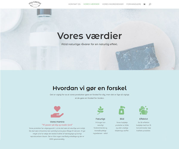 My Creme by Nature webshop om side